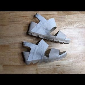 Sorel Joanie Wedge 11 Cream & White Like New!